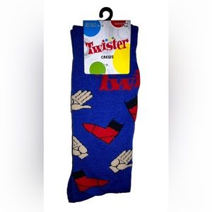 Twister The Game Crew Socks 1 Pair Men 6.5-12 Blue Red w Hands & Feet NEW Milton